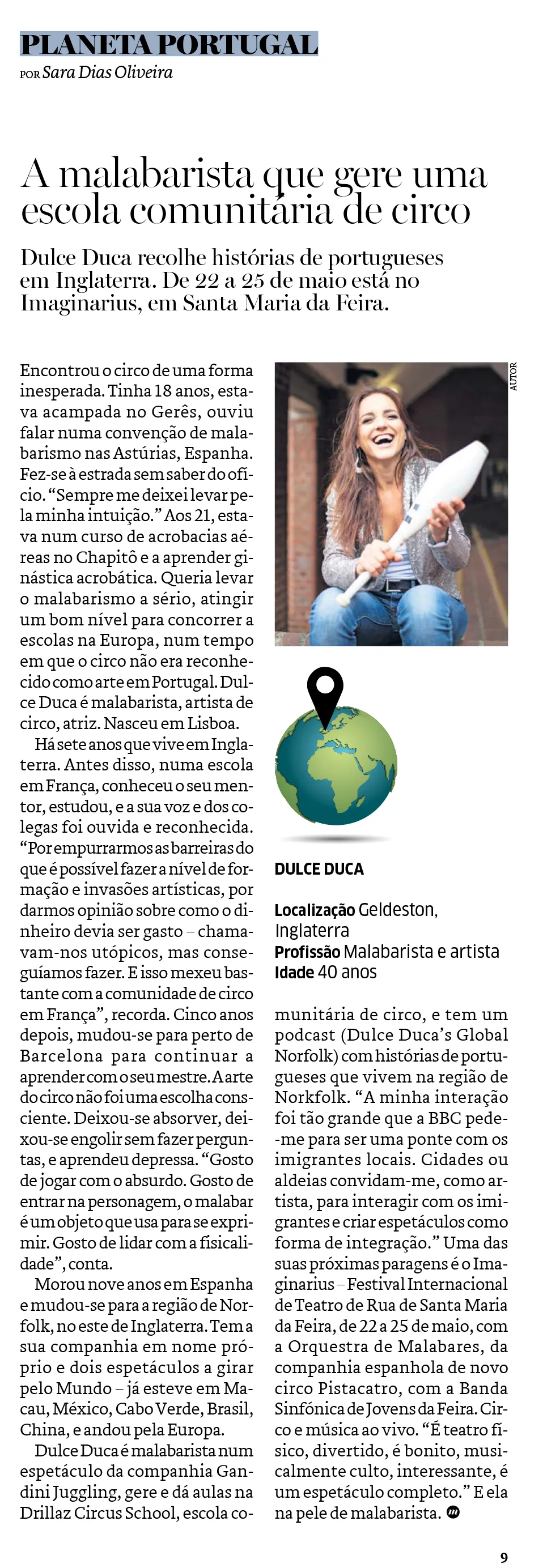 A malabarista que gere uma escola communitaria de circo